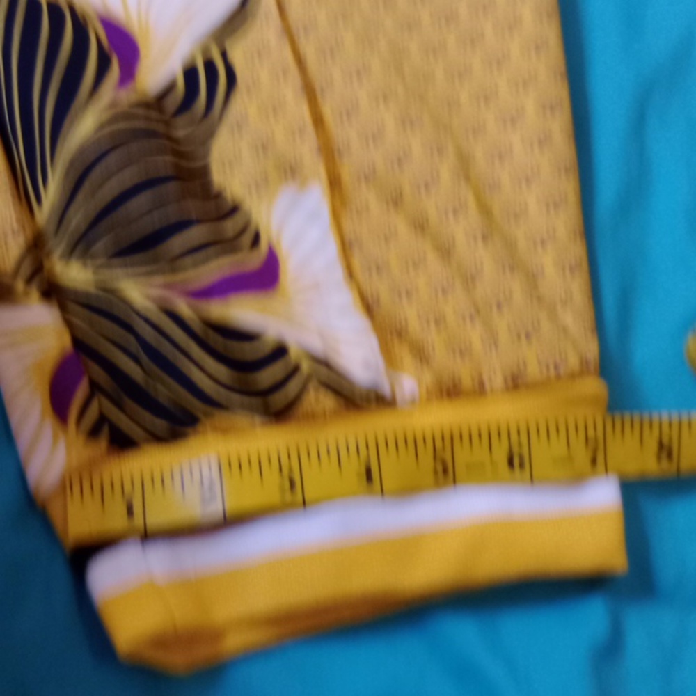 ASHLEY STEWART SPORT, YELLOW AND BLACK PRINT PANTS, SIZE 30-32 - Picture 8 of 10